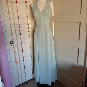 Azazie Chiffon Floor Length Bridesmaid Dress A12 Mint Green V-Neck
